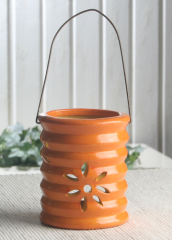Keramikwindlicht Blume, mit Metallbügel