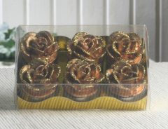 6er-Pack Dekokerze / Teelicht Glitter Rose, GOLD/Glitzer