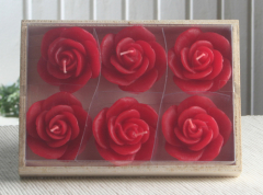 6er-Pack Dekokerze Rosenblüten, rot