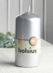 Bolsius-Stumpenkerze 12 x 5,8 cm Ø, Silber