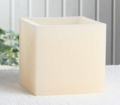 1-B-Ware!!! Wachswindlicht, viereckig, 10 x 10 x 10 cm, creme / champagner